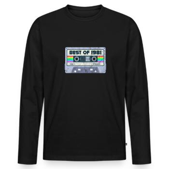 1981 - Männer Premium Bio Langarmshirt - Schwarz - Vorne - Nico (187cm)