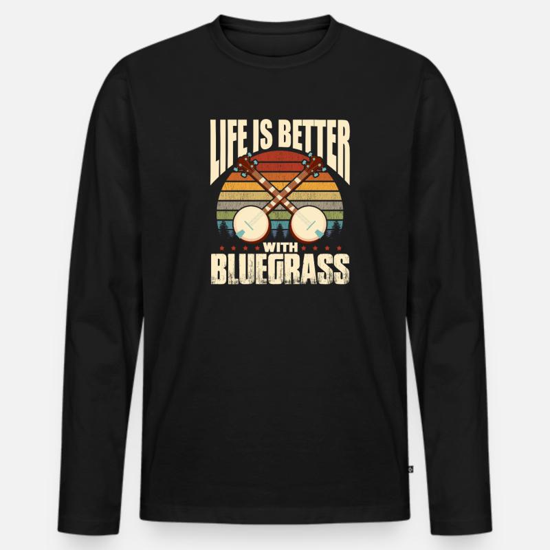 Bluegrass - Männer Premium Bio Langarmshirt - Schwarz