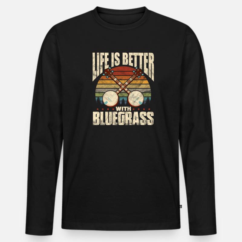 Bluegrass - Männer Premium Bio Langarmshirt - Schwarz