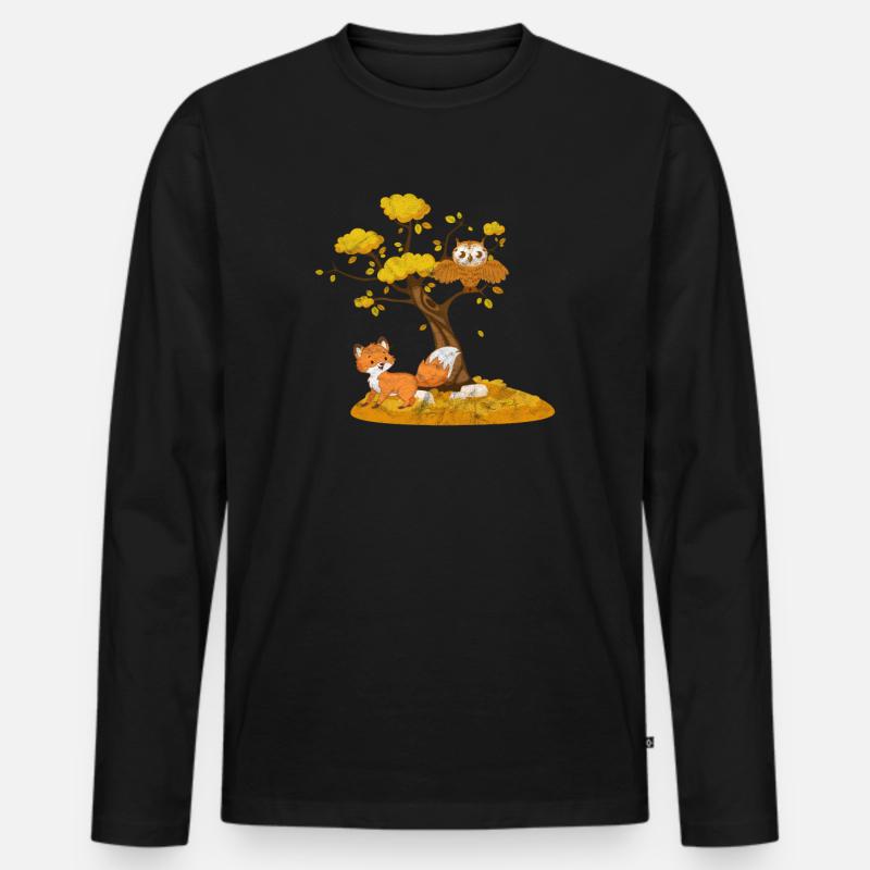 Herbst Fuchs - Männer Premium Bio Langarmshirt - Schwarz