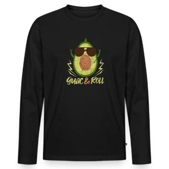 Avocado Rock N Roll - Men's Premium Organic Long Sleeve Shirt - black - Front - Nico (187cm)