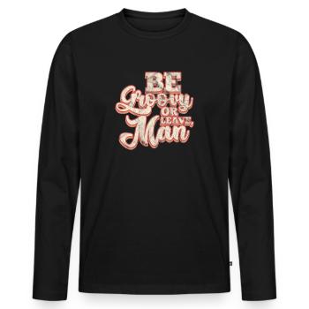 60er 70er Jahre - Männer Premium Bio Langarmshirt - Schwarz - Vorne - Nico (187cm)
