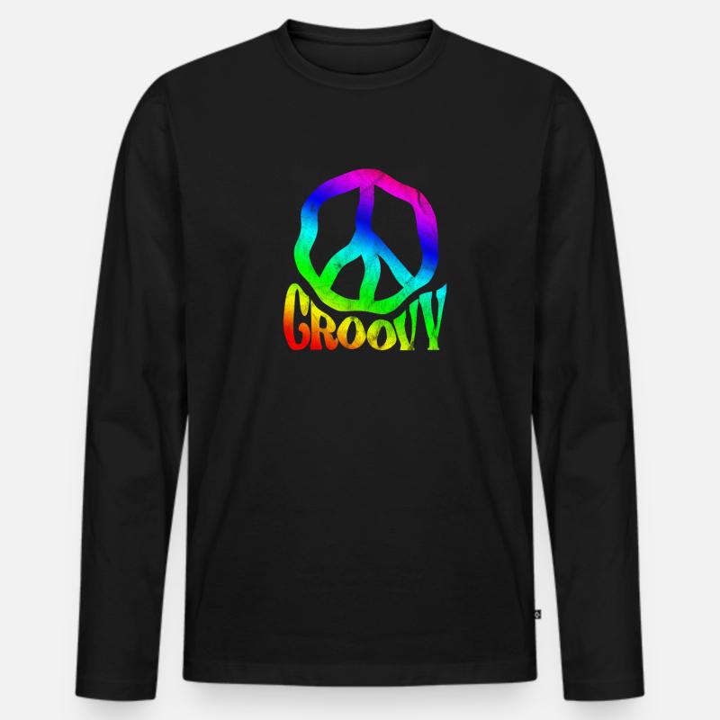 Hippie - Männer Premium Bio Langarmshirt - Schwarz
