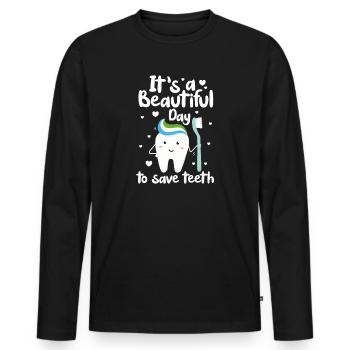 Dentist Dentist Dentist Teeth Gift - Men's Premium Organic Long Sleeve Shirt - black - Front - Nico (187cm)