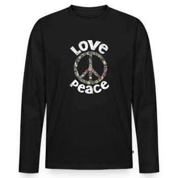 Hippy - Men's Premium Organic Long Sleeve Shirt - black - Front - Nico (187cm)