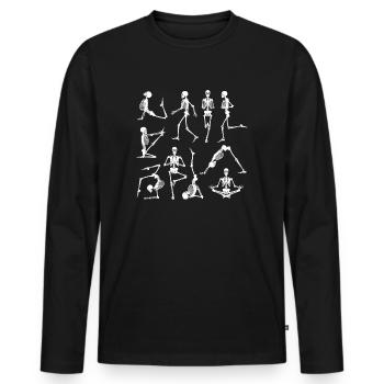 Tanzen Skelett Shirt Skelette Happy Halloween - Männer Premium Bio Langarmshirt - Schwarz - Vorne - Nico (187cm)