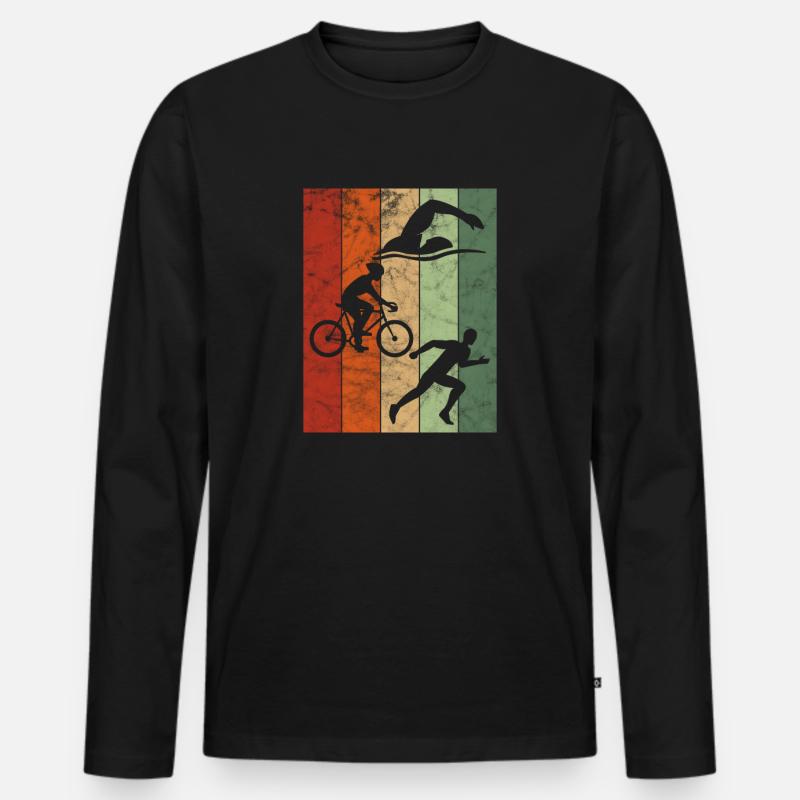 Triathlon - Männer Premium Bio Langarmshirt - Schwarz
