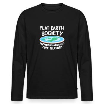 Plat Terre Flat Earth Conspiration Cadeau - T-shirt manches longues Premium bio Homme - noir - Devant - Nico (187cm)
