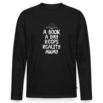 Lesen - Männer Premium Bio Langarmshirt - Schwarz - Vorne - Nico (187cm)