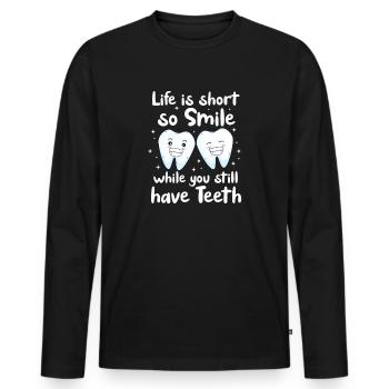 Dentist Dentist Dentist Teeth Gift - Men's Premium Organic Long Sleeve Shirt - black - Front - Nico (187cm)