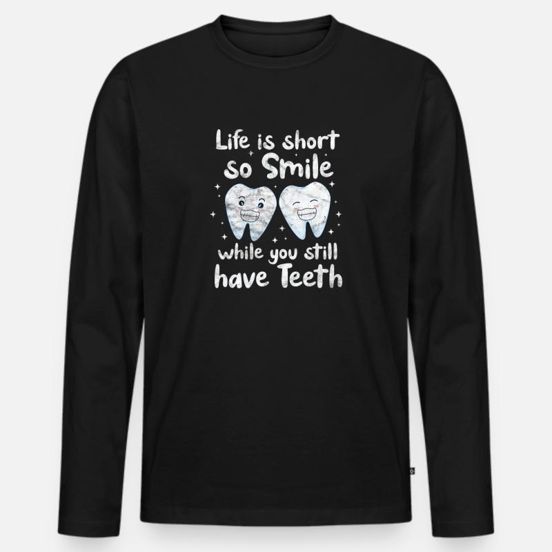 Zahnarzt - Männer Premium Bio Langarmshirt - Schwarz