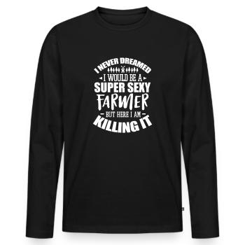 Agriculteur Agriculture Agriculture Agritourisme Cadeau - T-shirt manches longues Premium bio Homme - noir - Devant - Nico (187cm)