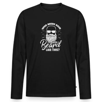 Bart - Männer Premium Bio Langarmshirt - Schwarz - Vorne - Nico (187cm)