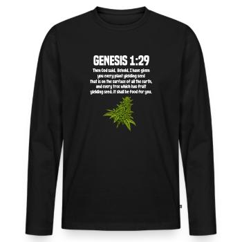 La religion du cannabis - T-shirt manches longues Premium bio Homme - noir - Devant - Nico (187cm)