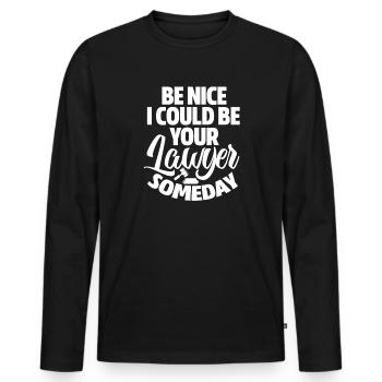 Avocat tribunal droit droit loi juge cadeau - T-shirt manches longues Premium bio Homme - noir - Devant - Nico (187cm)