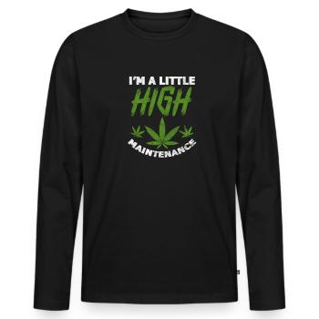 Cannabis - T-shirt manches longues Premium bio Homme - noir - Devant - Nico (187cm)