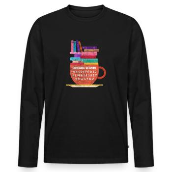 Lire - T-shirt manches longues Premium bio Homme - noir - Devant - Nico (187cm)