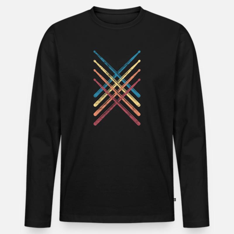Schlagzeug - Männer Premium Bio Langarmshirt - Schwarz
