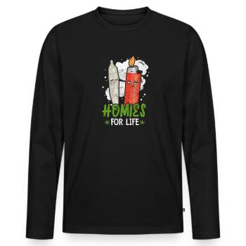 Cannabis - T-shirt manches longues Premium bio Homme - noir - Devant - Nico (187cm)