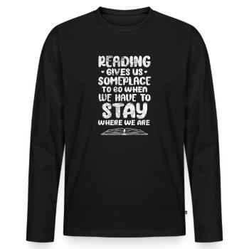 Lesen - Männer Premium Bio Langarmshirt - Schwarz - Vorne - Nico (187cm)