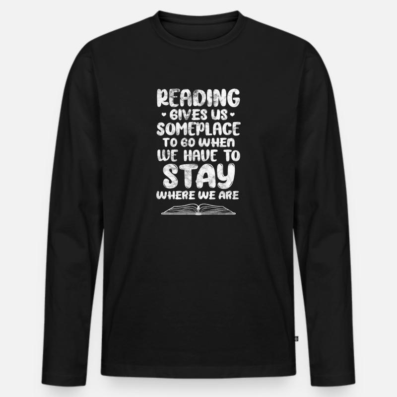 Lesen - Männer Premium Bio Langarmshirt - Schwarz