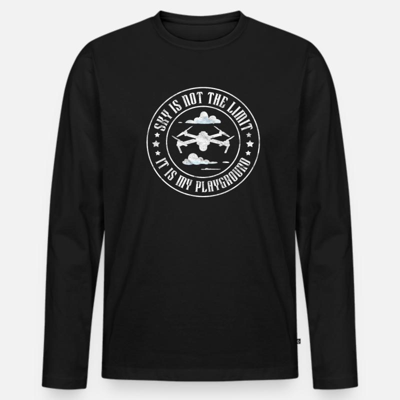 Drohne - Männer Premium Bio Langarmshirt - Schwarz