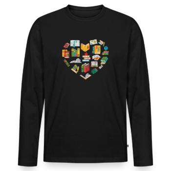 Lesen - Männer Premium Bio Langarmshirt - Schwarz - Vorne - Nico (187cm)