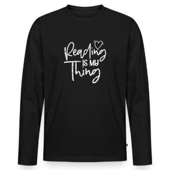 Lesen - Männer Premium Bio Langarmshirt - Schwarz - Vorne - Nico (187cm)