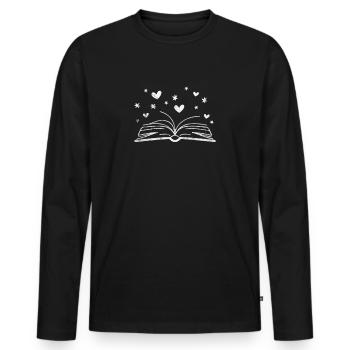 Lesen - Männer Premium Bio Langarmshirt - Schwarz - Vorne - Nico (187cm)