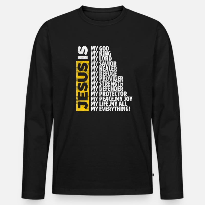 Jesus - Männer Premium Bio Langarmshirt - Schwarz