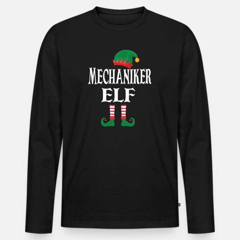 Mechaniker Elf - Männer Premium Bio Langarmshirt - Schwarz