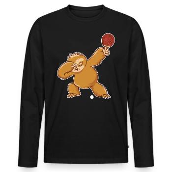 Tischtennis Outfit Damen Katze - Männer Premium Bio Langarmshirt - Schwarz - Vorne - Nico (187cm)