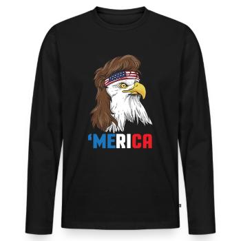 Patriotic Mullet Eagle Independence Day le 4 juillet - T-shirt manches longues Premium bio Homme - noir - Devant - Nico (187cm)