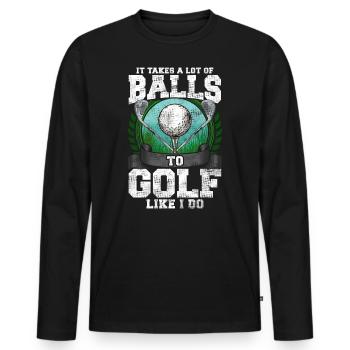 Golf golfeur cadeau drôle de dire - T-shirt manches longues Premium bio Homme - noir - Devant - Nico (187cm)