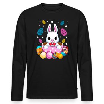 Easter Bunny Bunny Easter Bunny Easter Chocolate Eggs - Men's Premium Organic Long Sleeve Shirt - black - Front - Nico (187cm)
