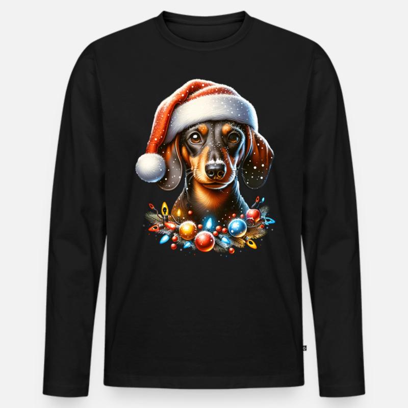 Dachshund Hunde - Männer Premium Bio Langarmshirt - Schwarz