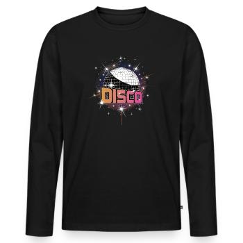 Disco Ball Club Party Sterne Retro - Männer Premium Bio Langarmshirt - Schwarz - Vorne - Nico (187cm)