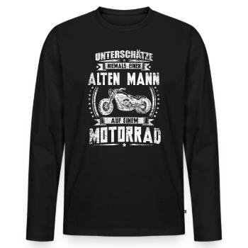 Motorrad Bike Alter Mann Biker Opa Geschenk lustig - Männer Premium Bio Langarmshirt - Schwarz - Vorne - Nico (187cm)