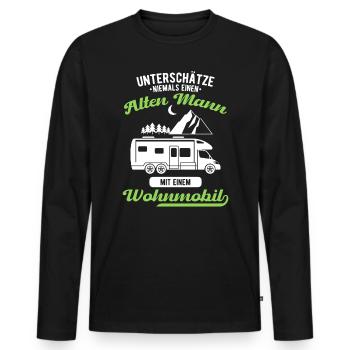 Camping-car Camping - T-shirt manches longues Premium bio Homme - noir - Devant - Nico (187cm)