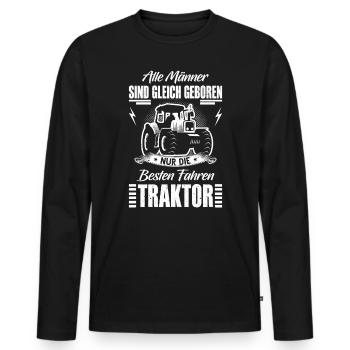 Landwirt Bauer Traktor Trecker Spruch Geschenk - Männer Premium Bio Langarmshirt - Schwarz - Vorne - Nico (187cm)