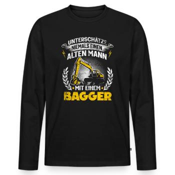 Bagger Baggerfahrer - Männer Premium Bio Langarmshirt - Schwarz - Vorne - Nico (187cm)