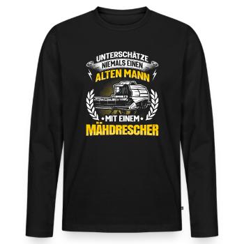 Mähdrescher Drescher Landwirt Bauer Opa Geschenk - Männer Premium Bio Langarmshirt - Schwarz - Vorne - Nico (187cm)