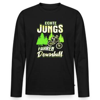 Echte Jungs Fahren Downhill Fahrrad Geschenk - Männer Premium Bio Langarmshirt - Schwarz - Vorne - Nico (187cm)
