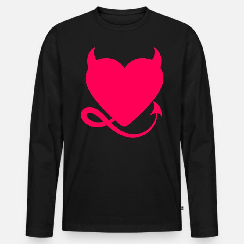 Herz Teufel - Männer Premium Bio Langarmshirt - Schwarz