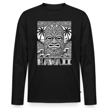 Masque Tiki Hawaïen - Polynesian Culture Design - T-shirt manches longues Premium bio Homme - noir - Devant - Nico (187cm)