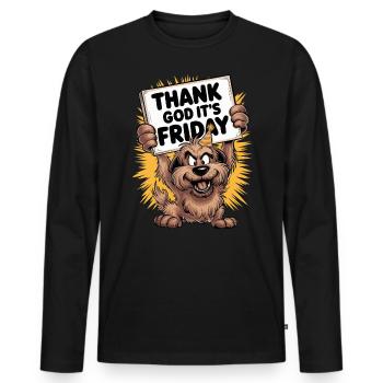 Gott sei Dank ist Freitag - Lustiges Happy Dog Design - Männer Premium Bio Langarmshirt - Schwarz - Vorne - Nico (187cm)