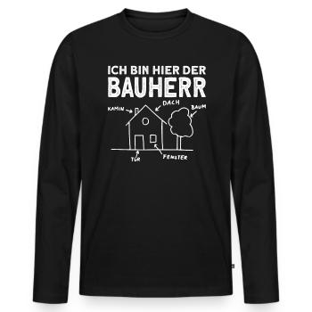 Bauherr Hausbau Eigenheim Traumhaus Geschenk - Männer Premium Bio Langarmshirt - Schwarz - Vorne - Nico (187cm)