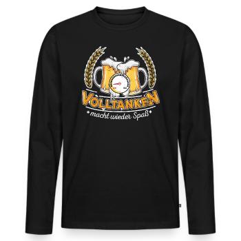 Tanken macht wieder Spaß - Männer Premium Bio Langarmshirt - Schwarz - Vorne - Nico (187cm)