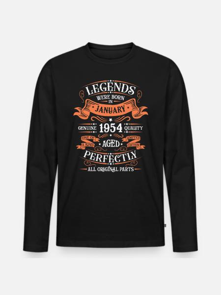 The legends were born in January 1954 gift - Men's Premium Organic Long Sleeve Shirt - black