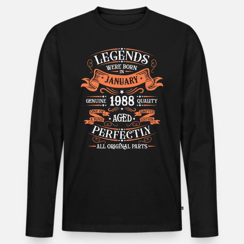 Die Legenden wurden im Januar 1988 geschenkt - Männer Premium Bio Langarmshirt - Schwarz
